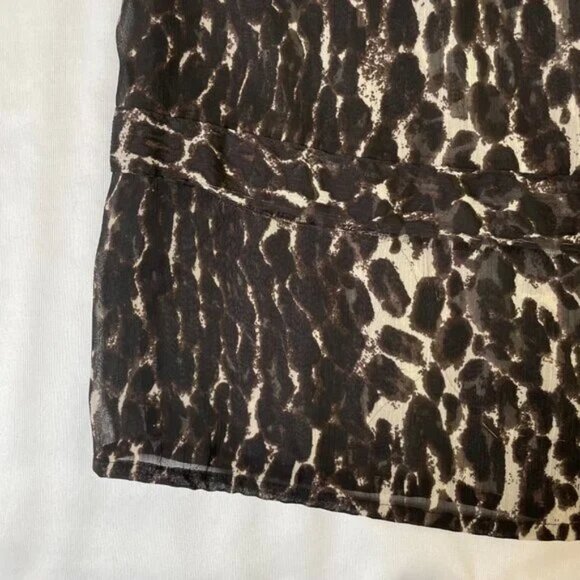 Worthington Embellished Sheer Tunic Dress Blouse Leopard Print V Neck Size 2X - Picture 6 of 10